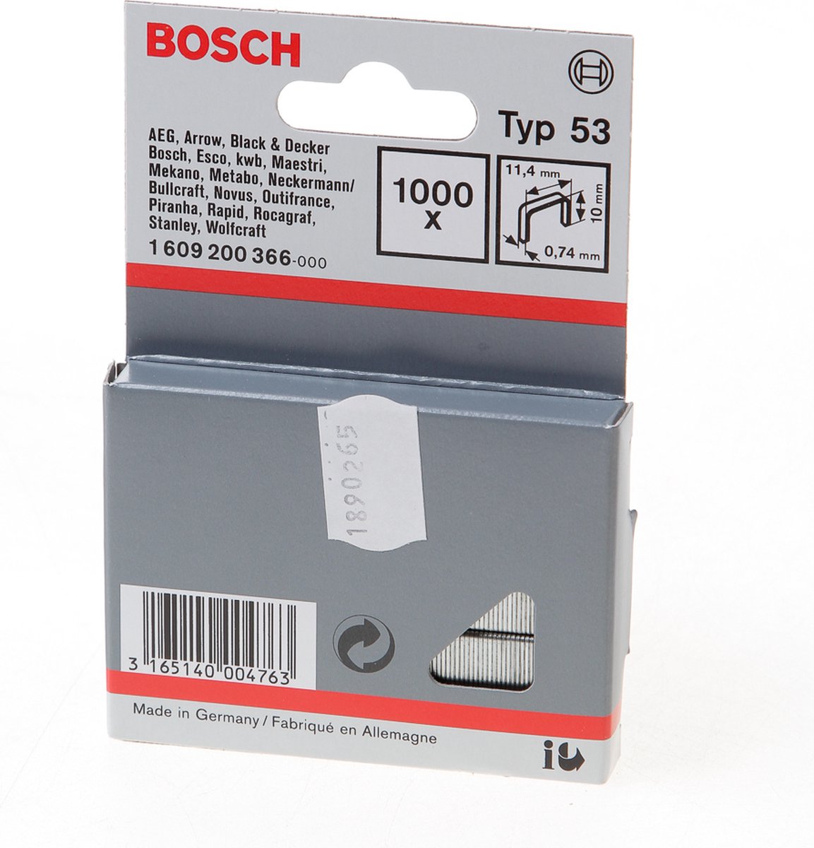 Bosch - pas avec filetage fin type 53 - 11,4 x 0,74 x 10 mm