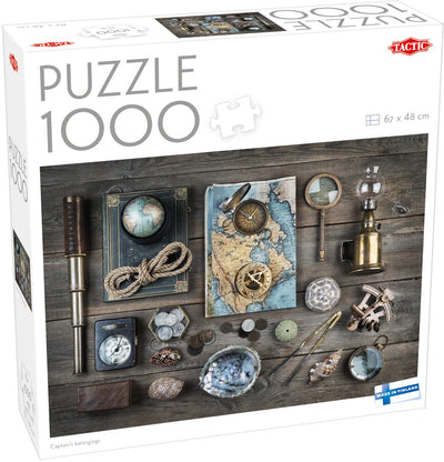 Affaires du capitaine Tactic - puzzle - 1000 pièces - objets de découverte maritime - navigation et aventure vintage - haute qualité scandinave