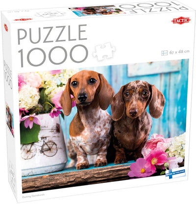 Teckels fringants tactiques – puzzle – 1000 pièces – teckels mignons – photographie animalière colorée – haute qualité scandinave