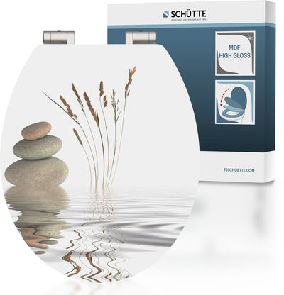 Abattant WC Schütte 80522 balance - brillant - bois MDF - fermeture amortie - charnières chromées - capacité de charge jusqu'à 175 kg - décor - impression recto