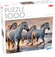 Chevaux blancs tactiques sur la plage – puzzle – 1000 pièces – chevaux blancs au galop – paysage de plage dynamique – haute qualité scandinave