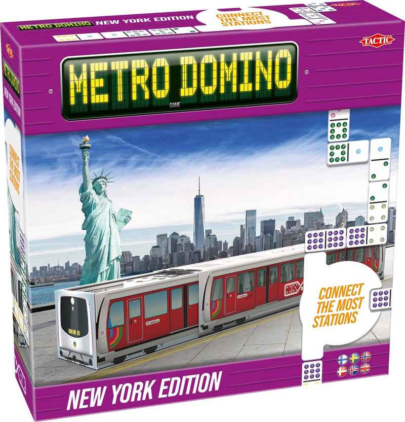 Tactic metro domino : édition new york – jeu de société – version deluxe – jeu de domino stratégique avec stations et jetons métro – à partir de 10 ans – 2 à 4 joueurs
