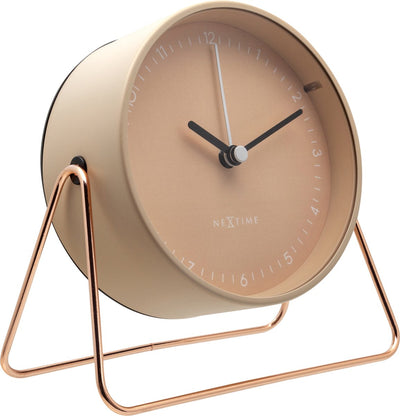 Table Nextime Berlin – Réveil de table – 14 × 13 × 7 cm – métal – rose – silencieux