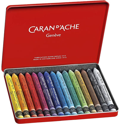 Caran dache caran d'ache neocolor ii, l : 10 cm, épaisseur 8,5 mm, divers coloris, 15 pièces 1 boîte
