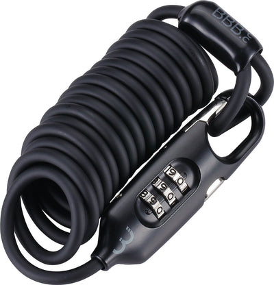 Bbb cycling câble antivol vélo - 180 cm - antivol VTT et vélo de course léger - cadenas à combinaison compact : vélo, casque, bagages - petit cadenas pour vélo - coilsafe bbl-56