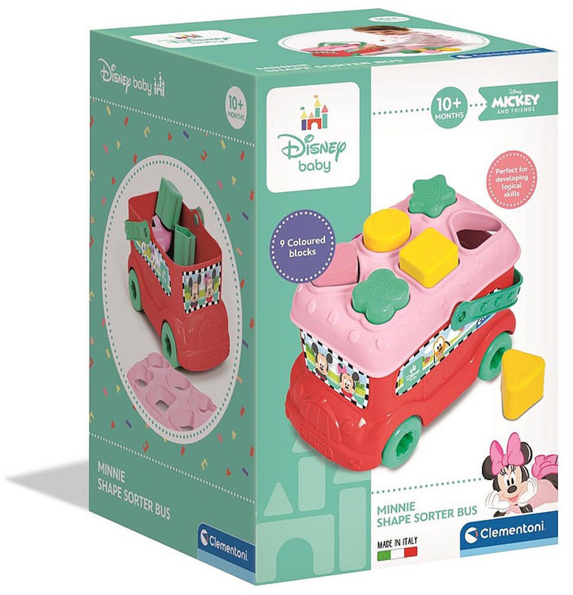 Clementoni baby – boîte en forme de minnie mouse – boîte à blocs – jouets pour bébé – blocs pour bébé à partir de 10 mois