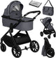 Poussette Lionelo layla 2en1 - ensemble xxl - polyvalente et toute l'année - grandes roues - utilisation d'une seule main - pour tous types de terrains - ensemble d'accessoires