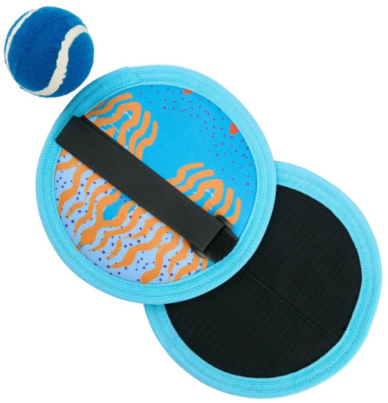 Eddy Toys Jeu de capture Velcro avec balle - 2 capteurs Velcro et balle de tennis - Jouets d'extérieur - Bleu