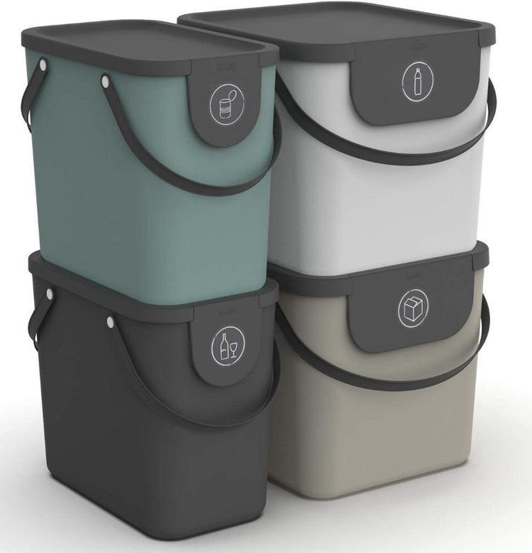 Séparateurs de déchets Rotho Albula - lot de 4 - 2x 25l et 2x 40l - différentes couleurs