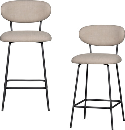 Chaises de bar Woood Kjeld - tissu tissé - naturel - lot de 2