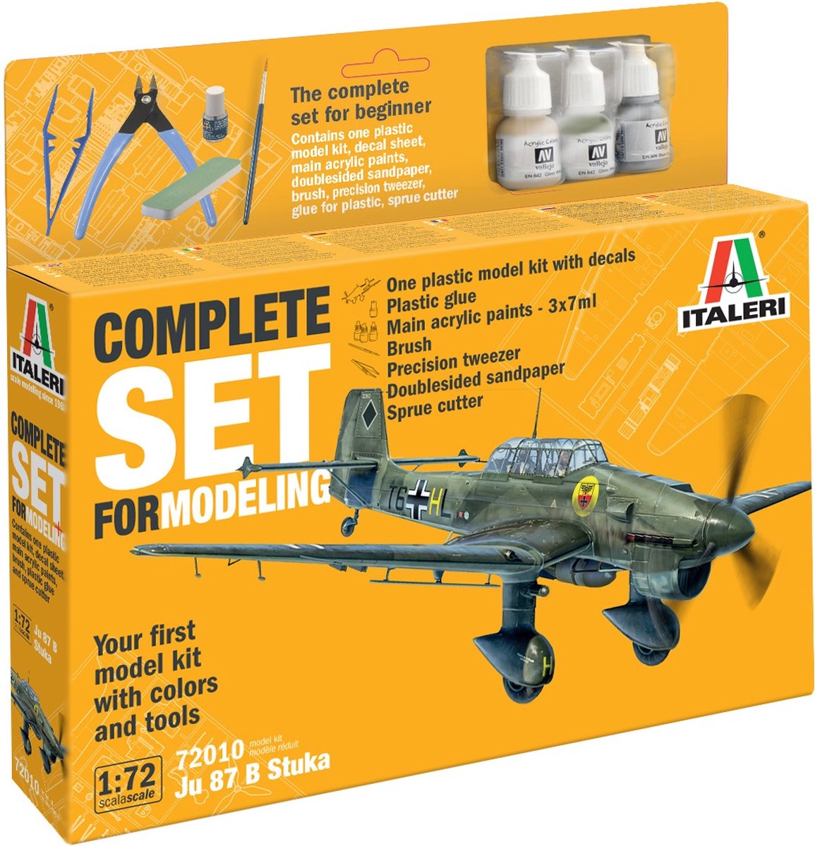 Kit de construction de maquettes Italeri véhicules militaires - 72010 avion Junker ju-87bstuka - ensemble complet - kit de démarrage en plastique - 1:72 - modélisme