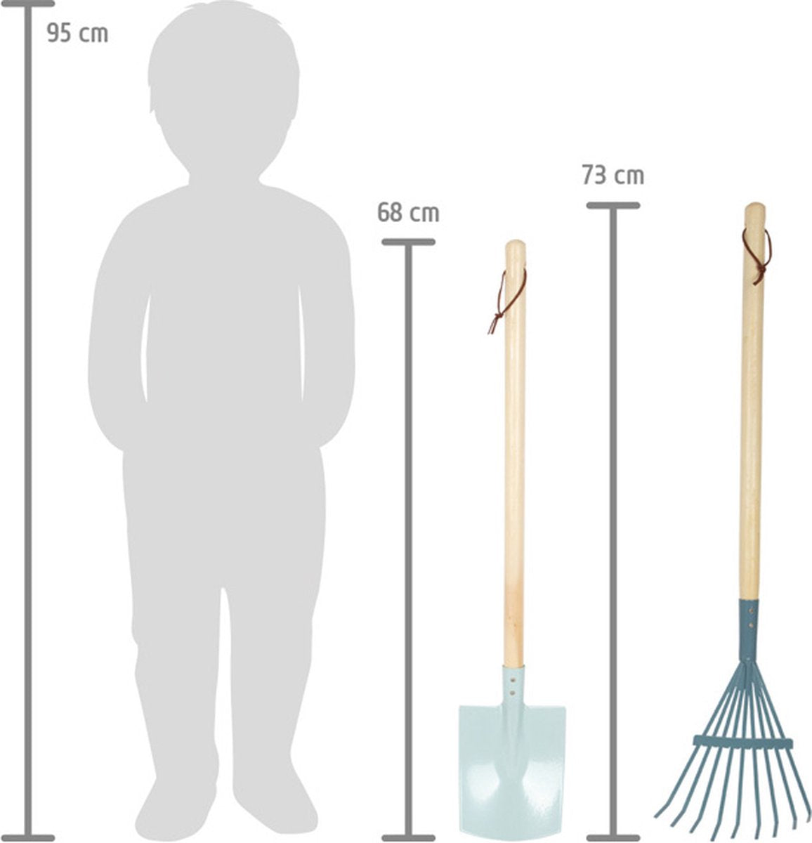 Outils de jardin en bois à petit pied, 4dlg.