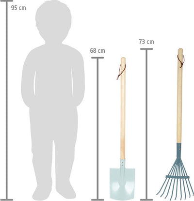 Outils de jardin en bois à petit pied, 4dlg.