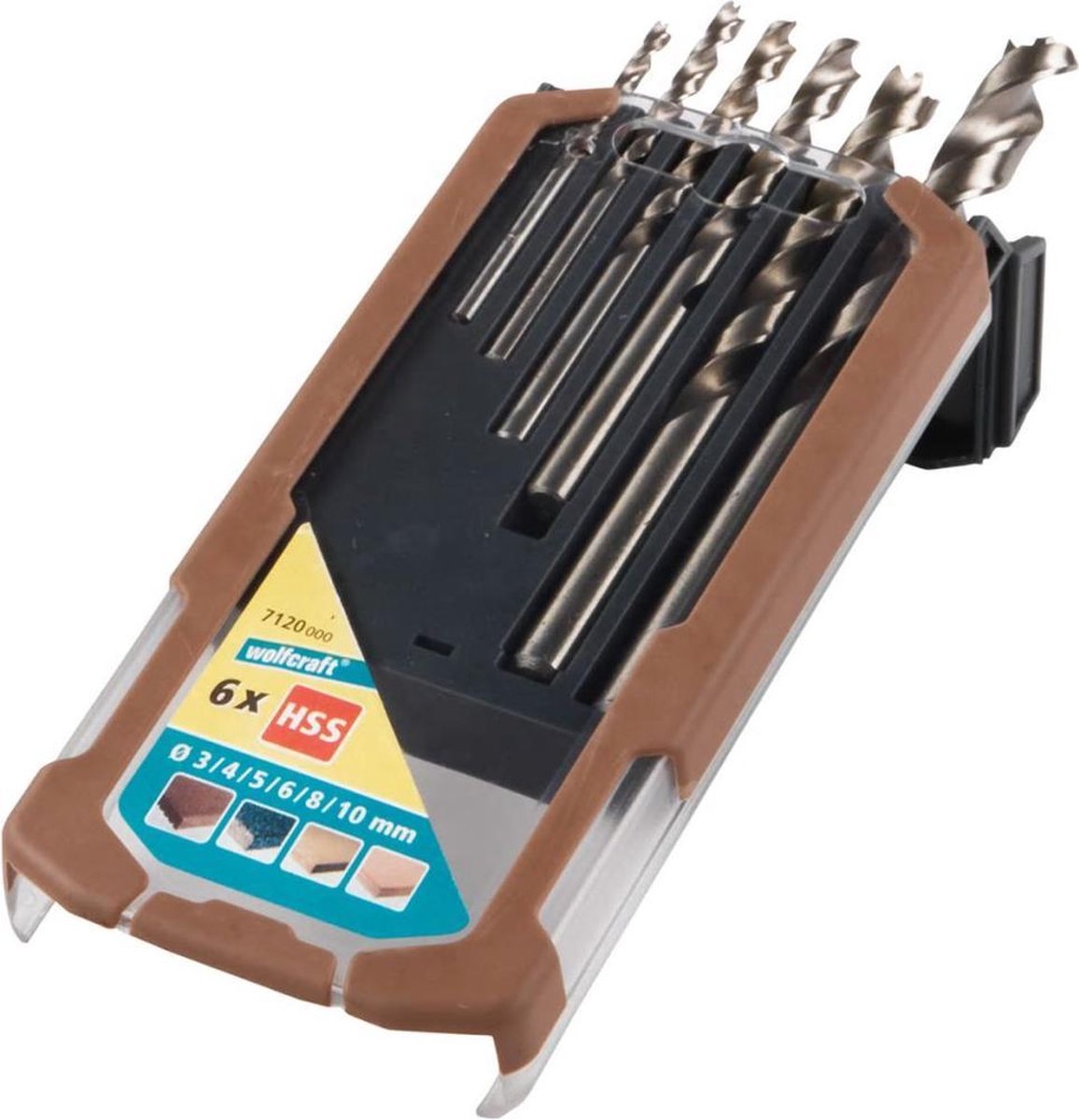 Wolfcraft - jeu de forets à bois - 6 pièces - 3 à 10 mm - jeu de forets hélicoïdaux à bois hss - foret à bois - 7120000