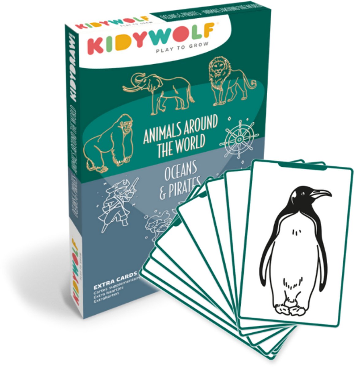 Kidywolf kidydraw mini recharge – animaux du monde océans et pirates – 60 cartes à dessiner