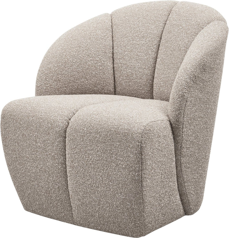 Fauteuil pivotant Woood mojo - bouclé - beige mélange - 75x68x77