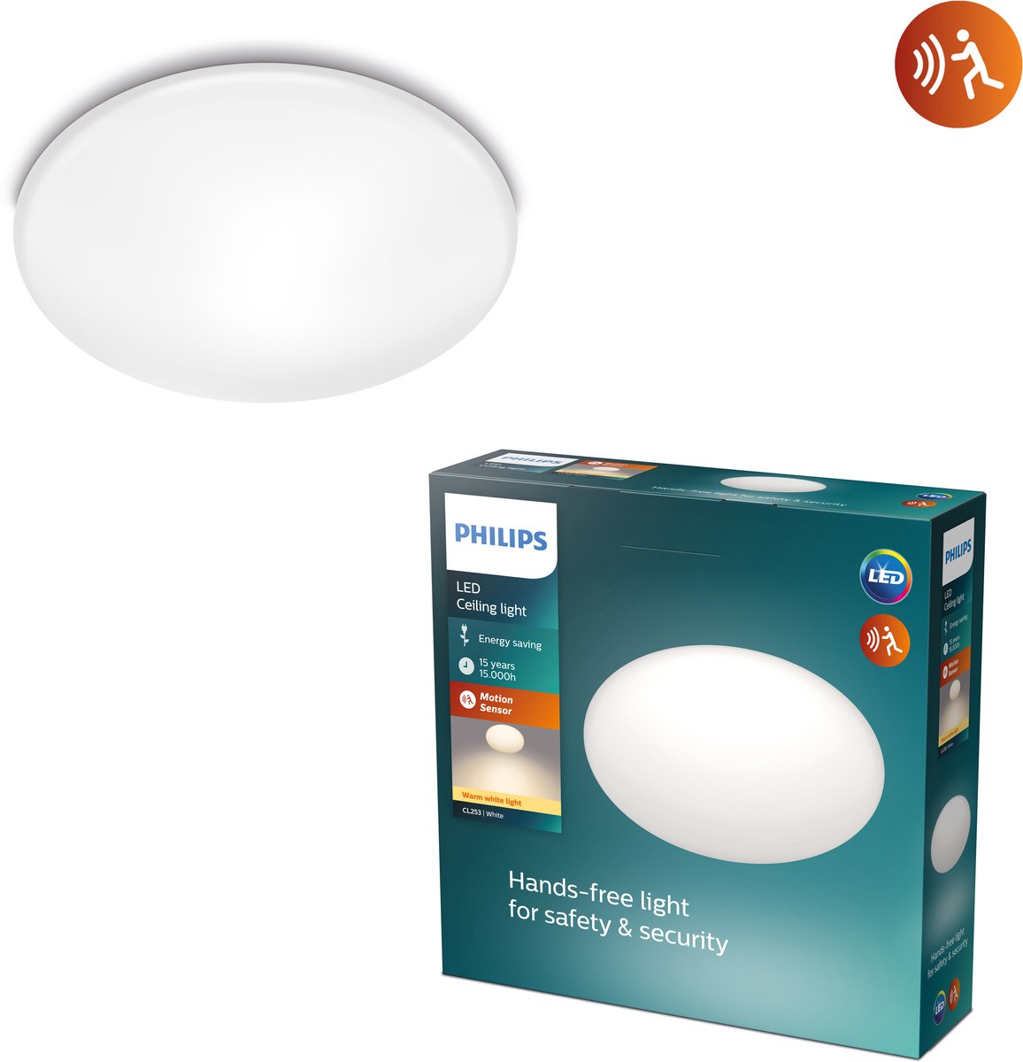 Philips LED Plafonnier Philips Shan - avec capteur - lumière blanc chaud - 12 W