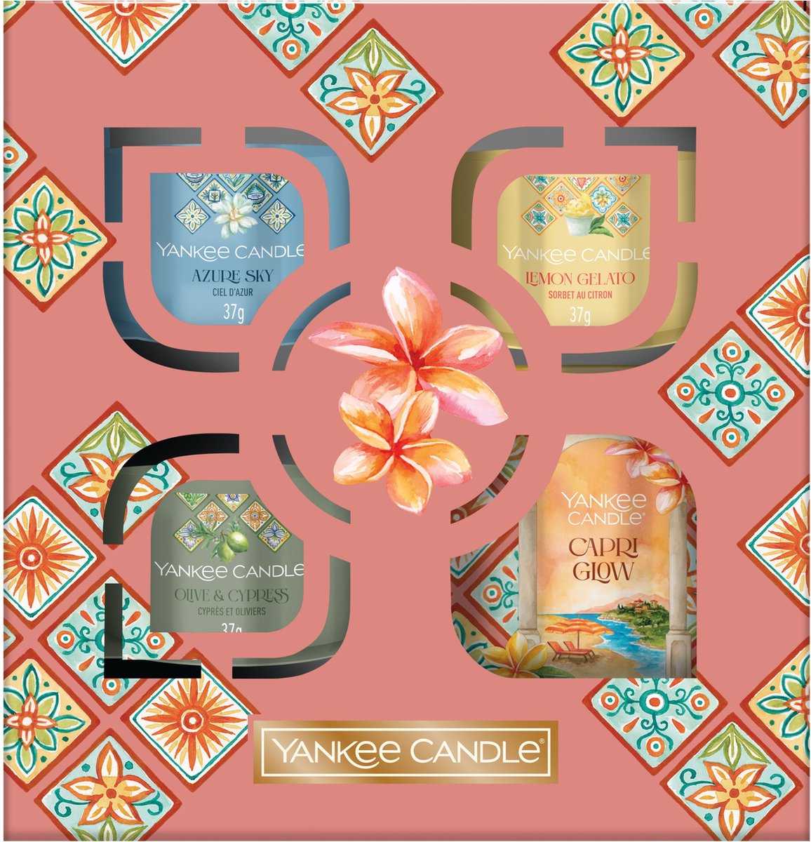 Bougie Yankee - bonjour Italie - petite bougie parfumée 3 coffret cadeau votif rempli - coffret cadeau bougie parfumée