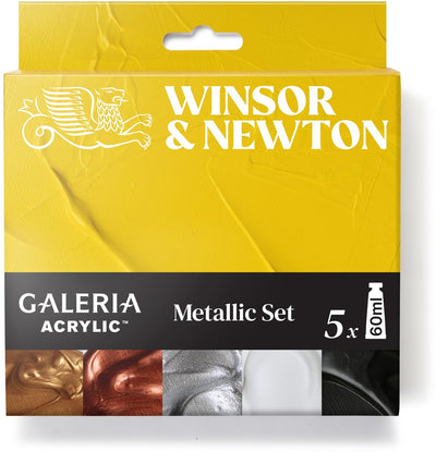 Winsor Newton 2190617 Galeria Acrylique Métallisé – 5x60 ml | peinture acrylique brillante pour effets métalliques