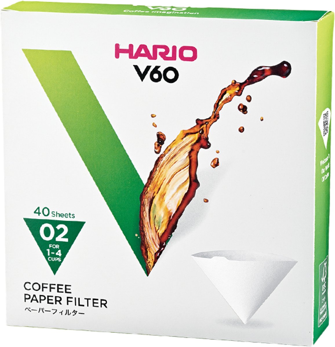 Papier filtre Hario v60 - taille 02 - 40 pièces - blanc