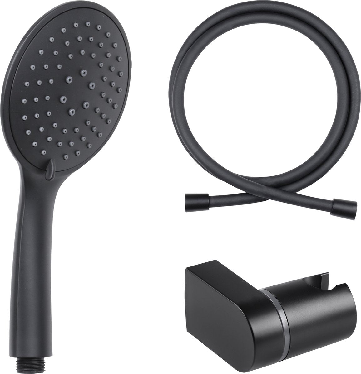 Douchette Differnz - 3 positions - avec flexible de douche 1,5 m - support de douchette inclinable - noir