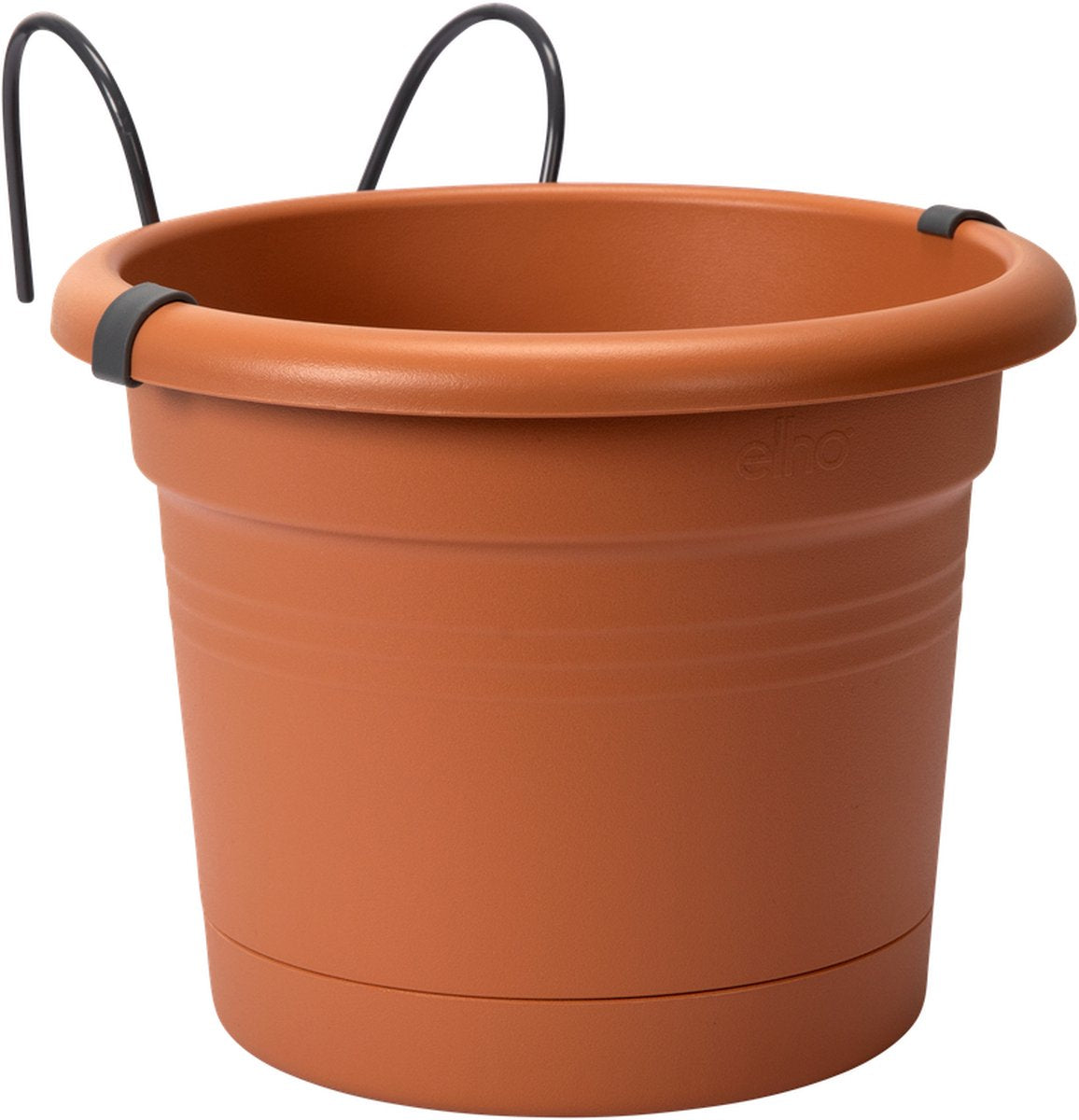 Elho green basics manique allin1 métal 27 - pot de fleur pour balcon extérieur - ø 19,5 x h 18,5 cm - terre douce