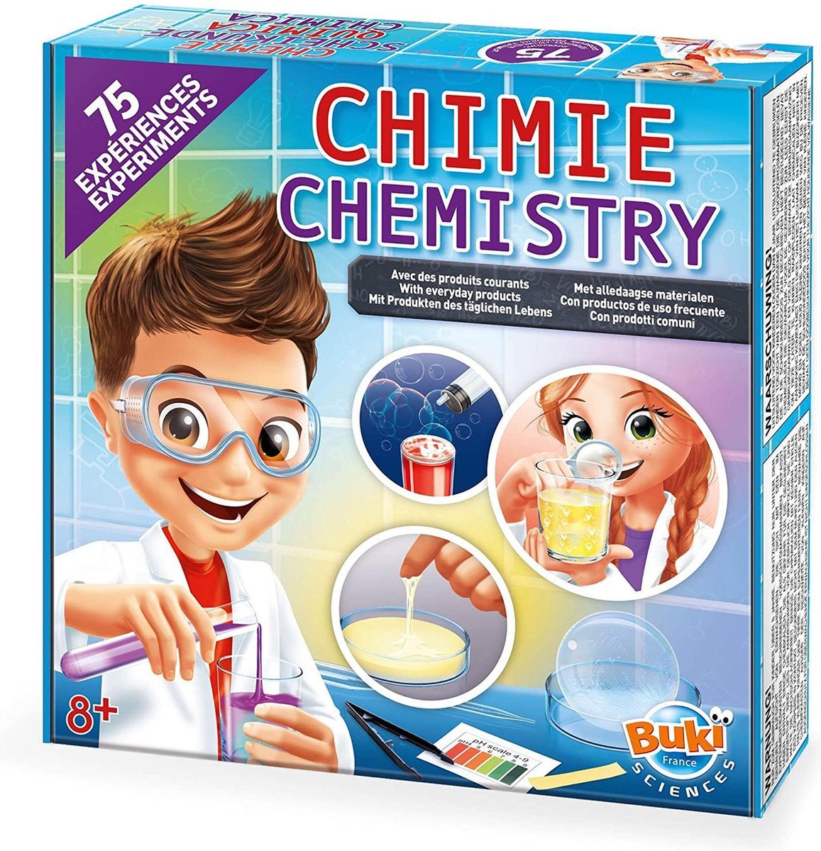 Buki france buki - coffret de chimie avec 75 expériences - éducatif - expérimentation - science