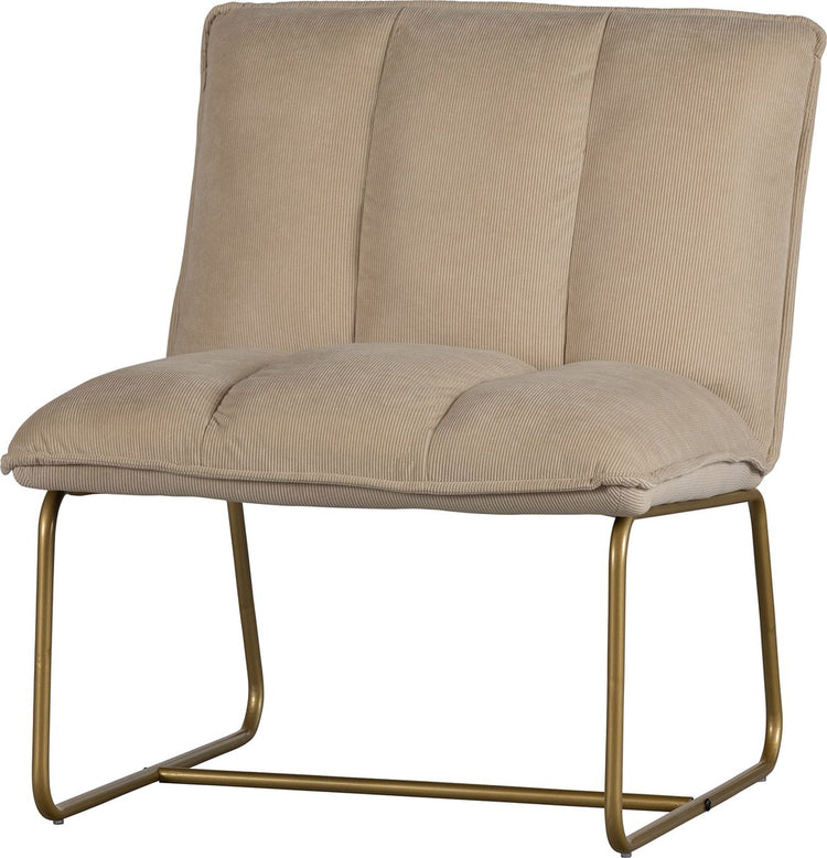 Fauteuil fie Woood - tissu côtelé - sable - 77x64x71