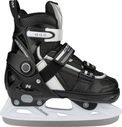 Patin de hockey sur glace Nijdam - réglable - botte semi-souple - noir - taille 29-32