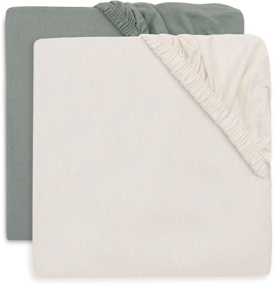 Drap-housse pour lit Jollein - 60x120cm - jersey - ivoire vert d'eau