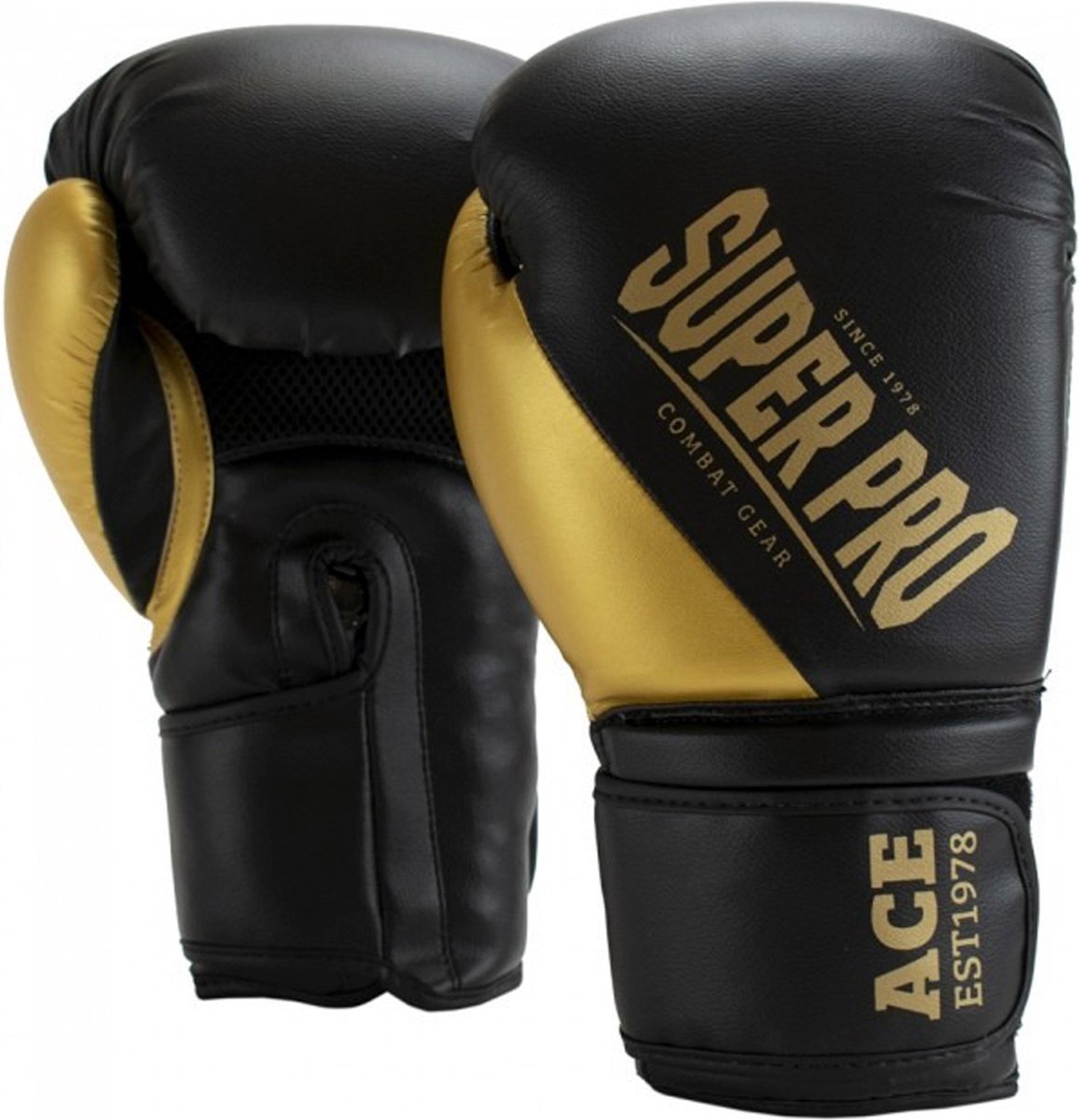 Gants de boxe Super Pro Combat Gear Ace (kick) or noir 10oz