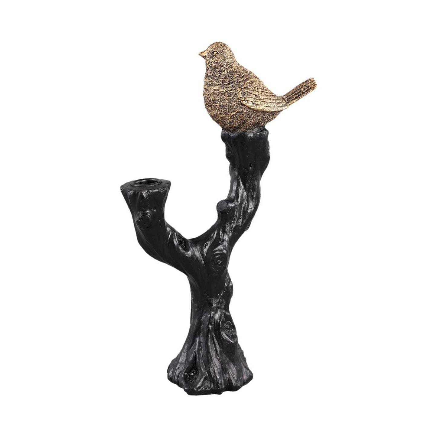 Ptmd bougeoir rezza oiseau noir 33cm