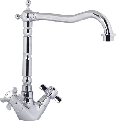 Robinet de cuisine Plieger James - robinet chromé - deux boutons - robinet de cuisine bec droit - robinet en laiton