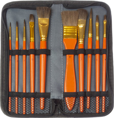 Ensemble de pinceaux Kangaro - aquarelle - 10 pièces en étui - k-840002