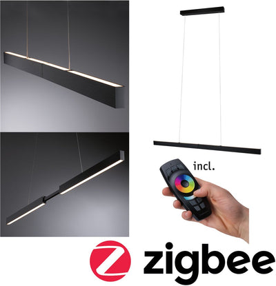 Paulmann Lampe suspendue LED maison intelligente Zigbee 3.0 aptare 2700k dimmable 2x2400lm 2x18w noir brossé
