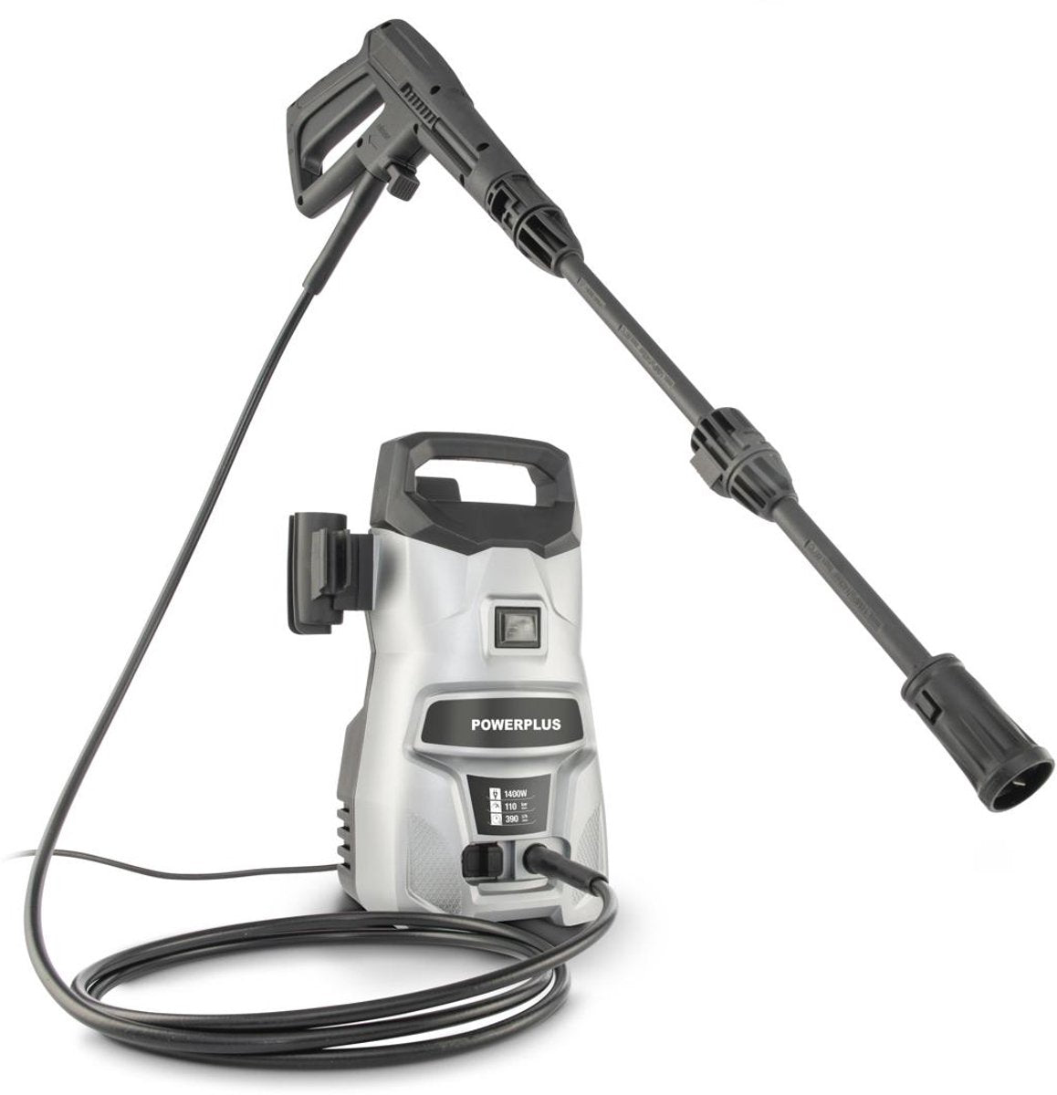 Powerplus nettoyeur haute pression électrique powxg90401 - nettoyeur de terrasse 1400w-110 bar-390l h-tuyau 3m et accessoires