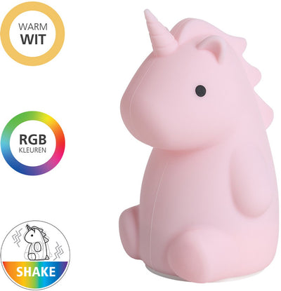Eglo Castellino veilleuse licorne enfant bébé - sans fil - 15,5 cm - rose - lumière blanche rgb - rechargeable - commande tactile