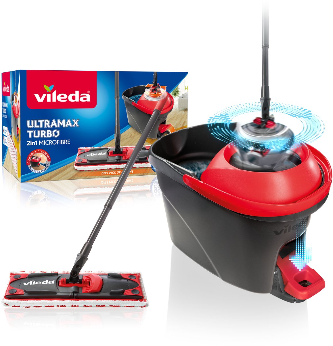 Ensemble complet Vileda ultramax turbo - pour tous types de sols - nettoyage confortable et ergonomique
