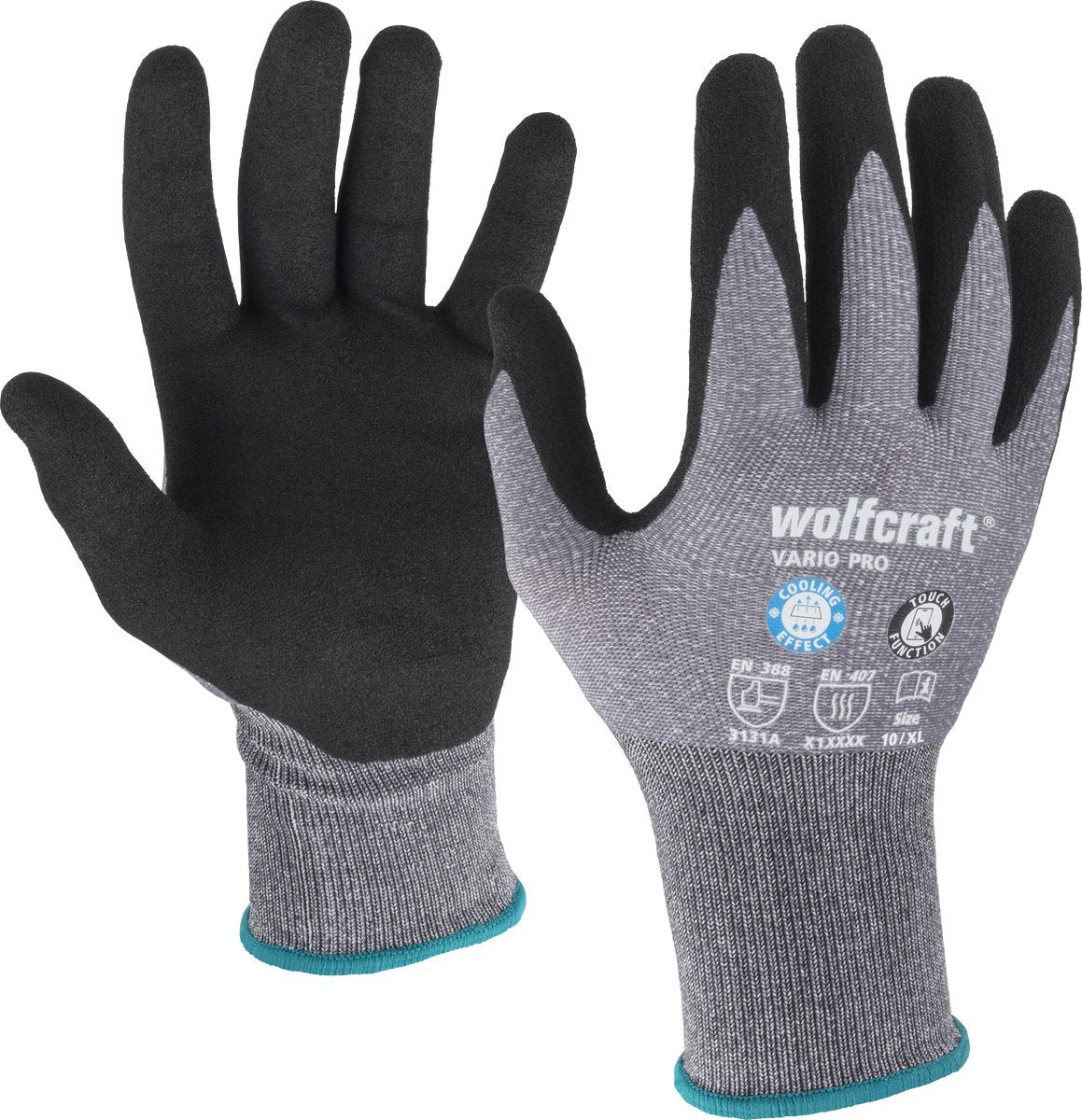 Wolfcraft - gants de travail taille xl - thermatech - nitrile - gants taille 10 - 4984000