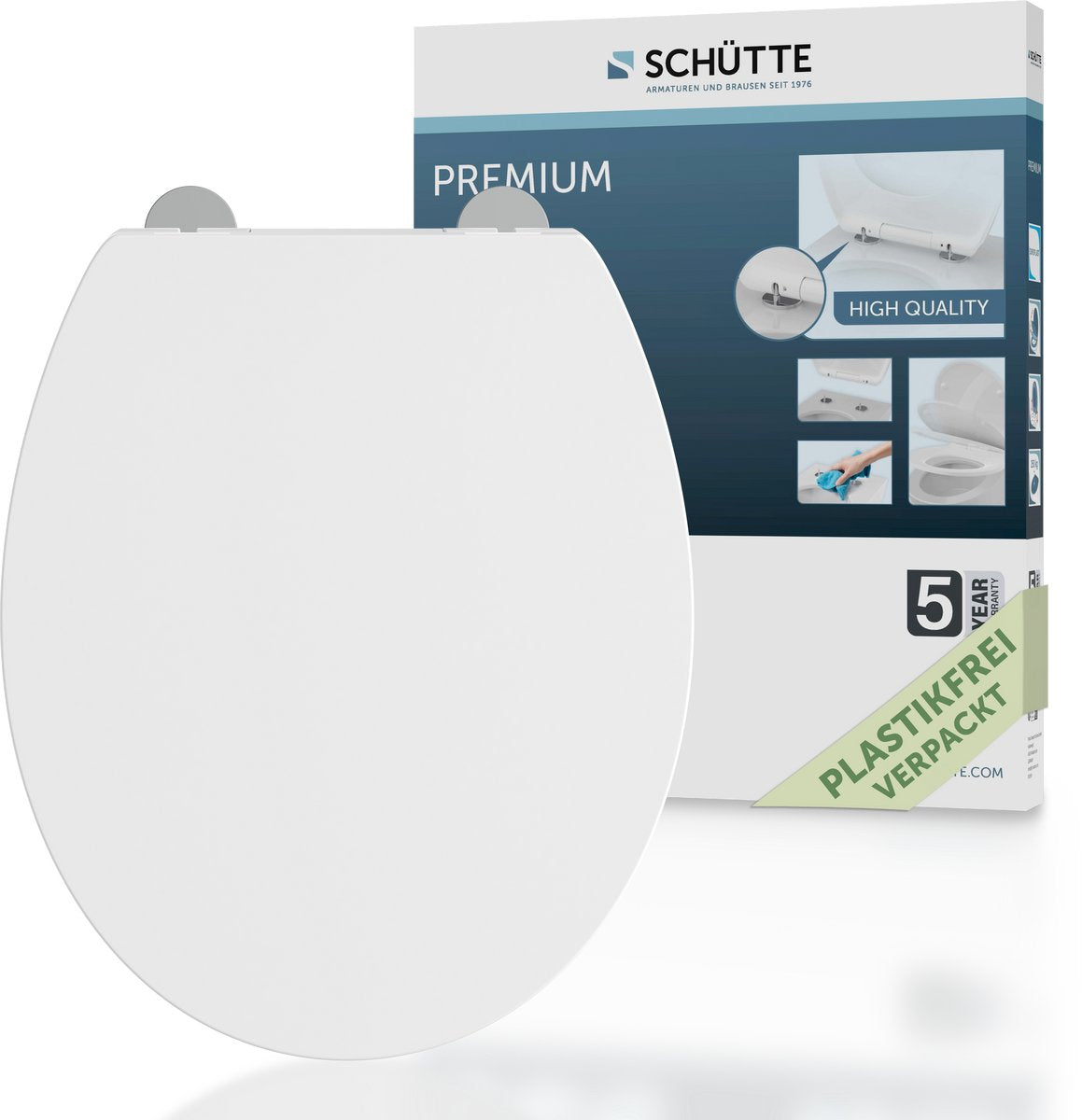 Abattant WC Schütte 82630 slim blanc duroplast - avec frein de chute - amovible - capacité de charge jusqu'à 250 kg