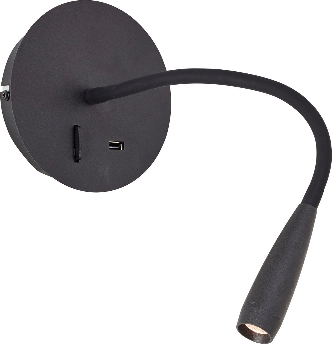 Brilliant jutta - applique - LED 2.8 avec bras flexible et interrupteur - fonction USB - noir