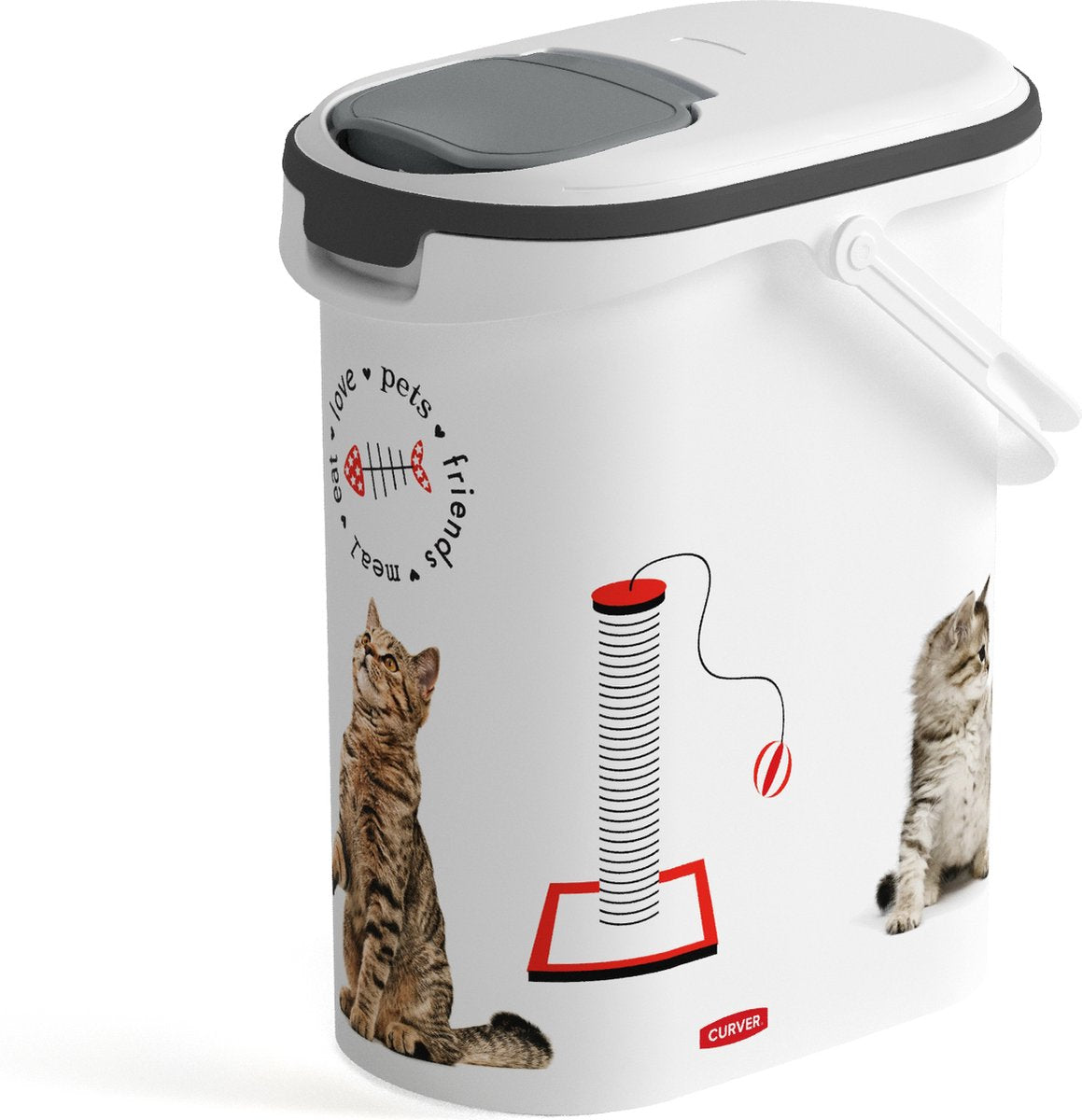 Curver récipient alimentaire chat - 10l - 4kg - 30x19x35cm - blanc gris