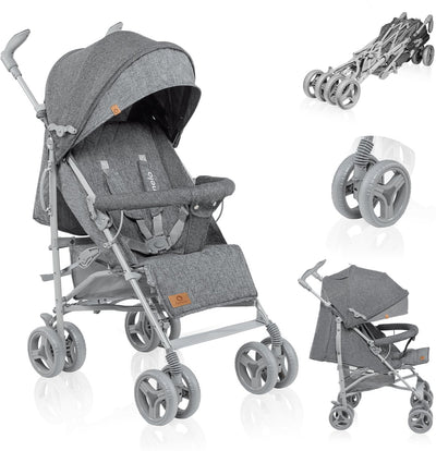 Lionelo irma - buggy - poussette - poussette durable et légère 7kg - convient aux enfants jusqu'à 15 kg - roues à suspension - 360° - de 6 mois à 5 ans - panier de rangement - poignée réglable - système de pliage rapide - taille compacte - moustiquaire