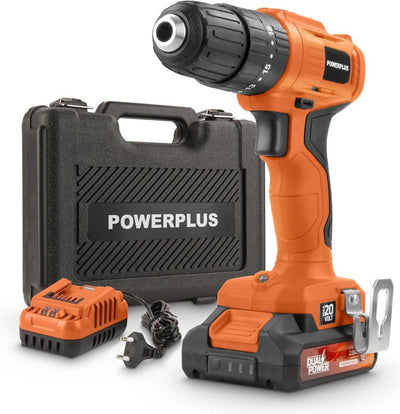 Tournevis et perceuse à percussion sans fil Powerplus double puissance powdpo1110 - vissage, perçage à percussion et perçage - 20 v, 30 nm, avec batterie et chargeur