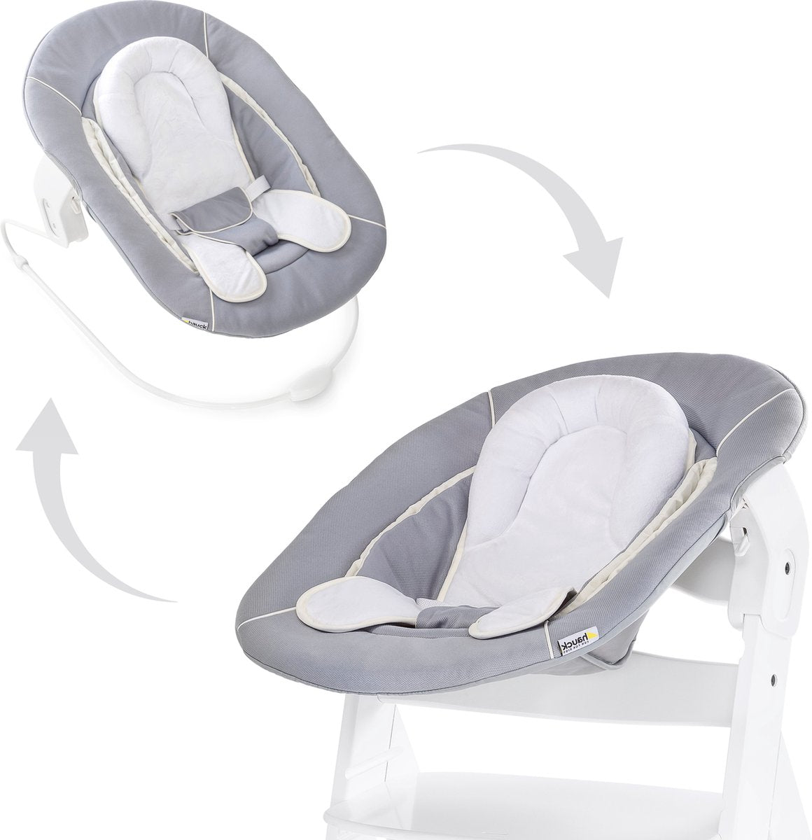 Hauck alpha transat 2 en 1 - chaise à bascule - gris stretch