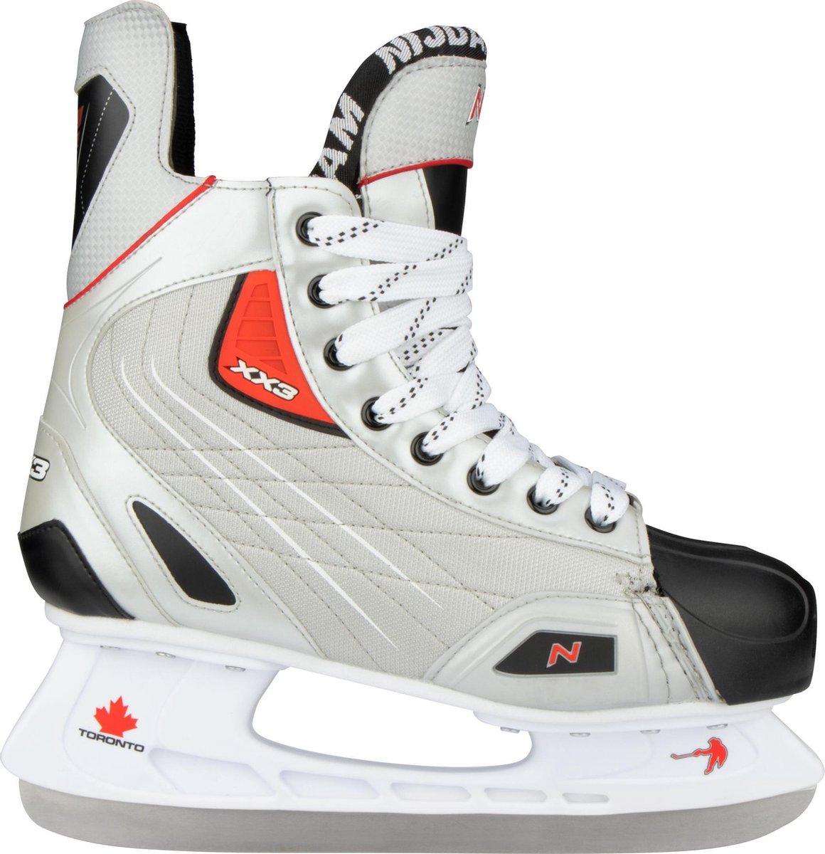 Patin de hockey sur glace Nijdam - polyester - deluxe - argent noir - taille 45