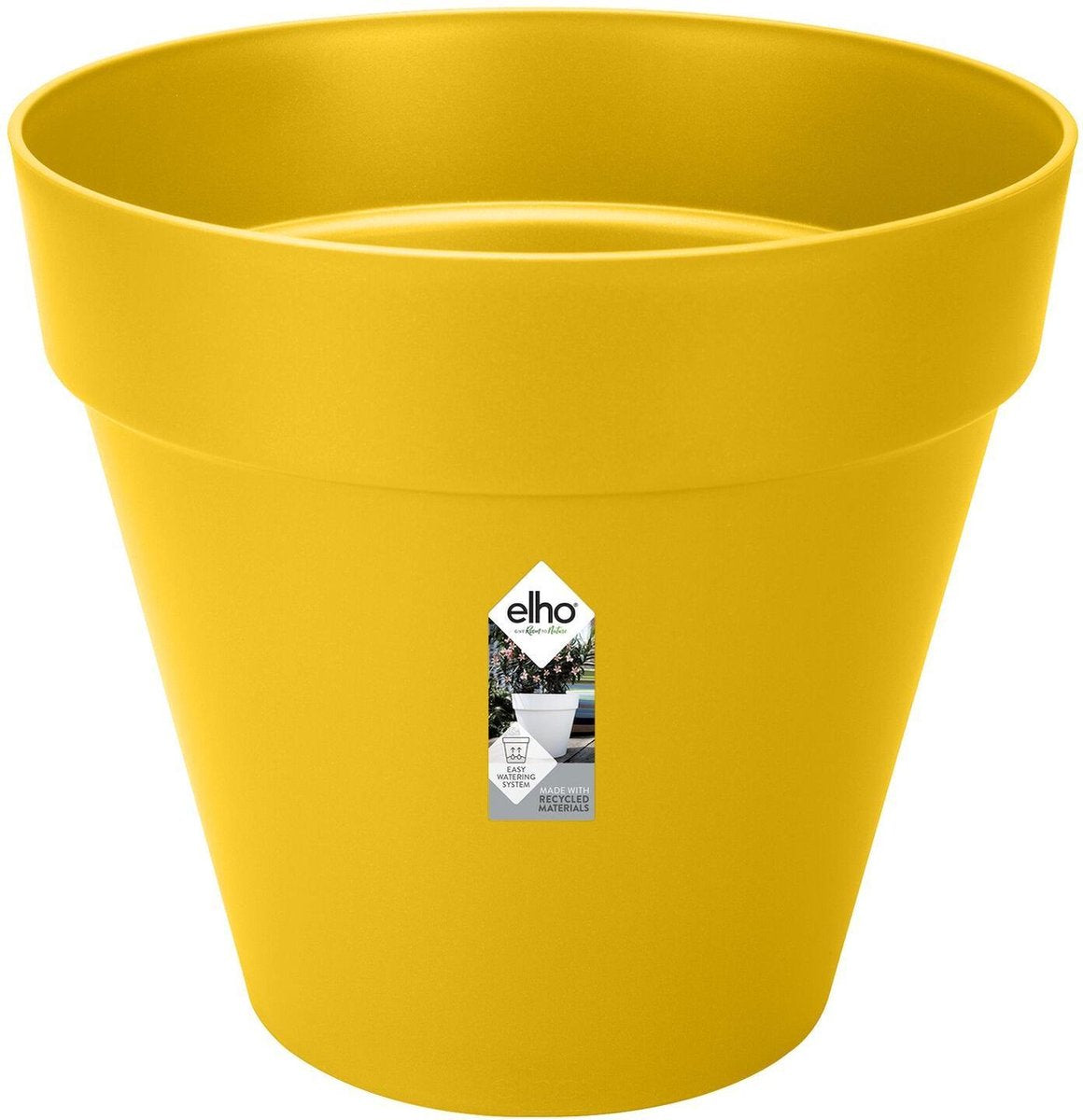 Elho loft urban round 50 - pot de fleur d'extérieur - ø 48,5 x h 44,5 cm - ocre