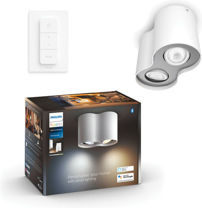 Spot en saillie Philips hue pillar - lumière blanc chaud à froid - 2 spots - blanc - 1 variateur - gu10
