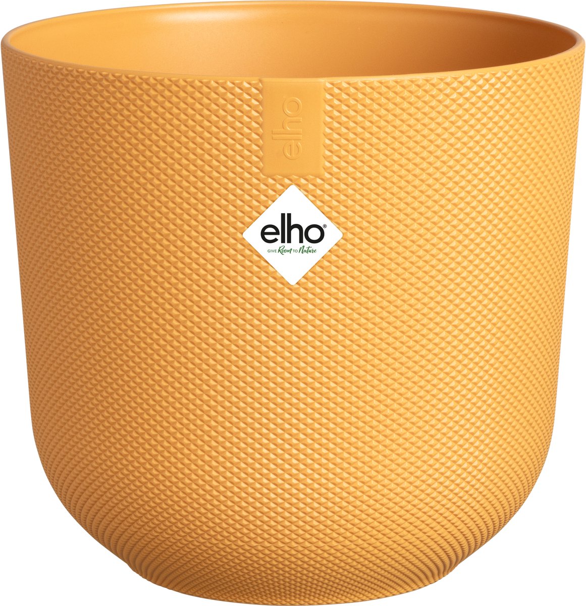 Elho jazz round 26 pot de fleur pour l'intérieur - accessoire de maison en plastique 100% recyclé - ø 26 x h 24,2 cm - jaune ambre