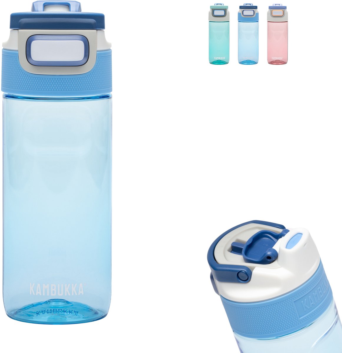 Gourde Kambukka Elton 500 ml - bleu tropical avec couvercle 3 en 1 et nettoyage facile